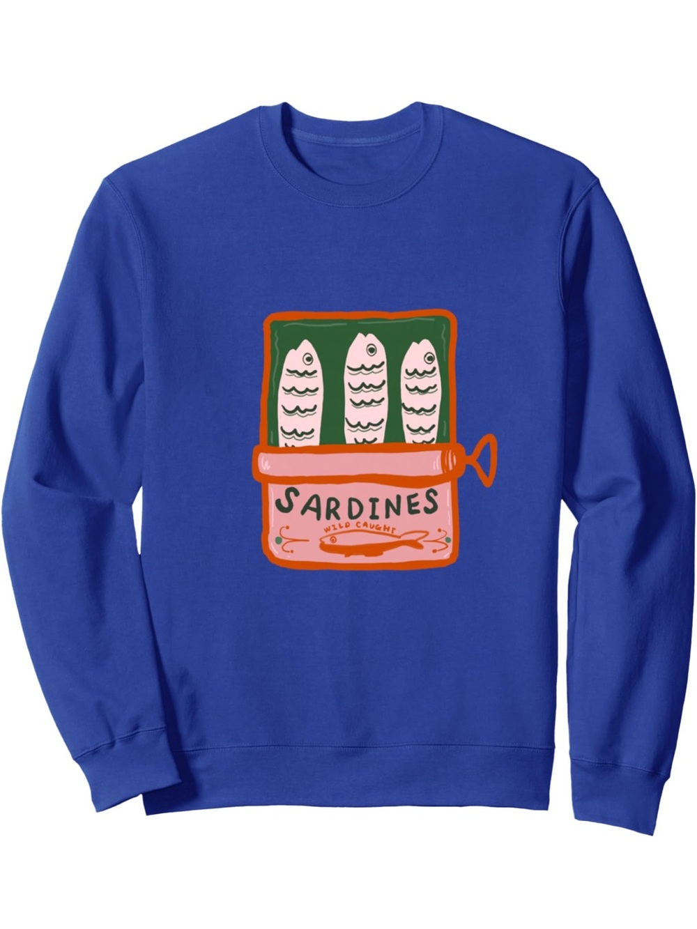 Atlier Mushroom | Blue Graphic Sardines Crewneck Sweatshirt - Free Shipping